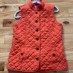 J. Jill orange quilted winter vest with pockets woman size medium